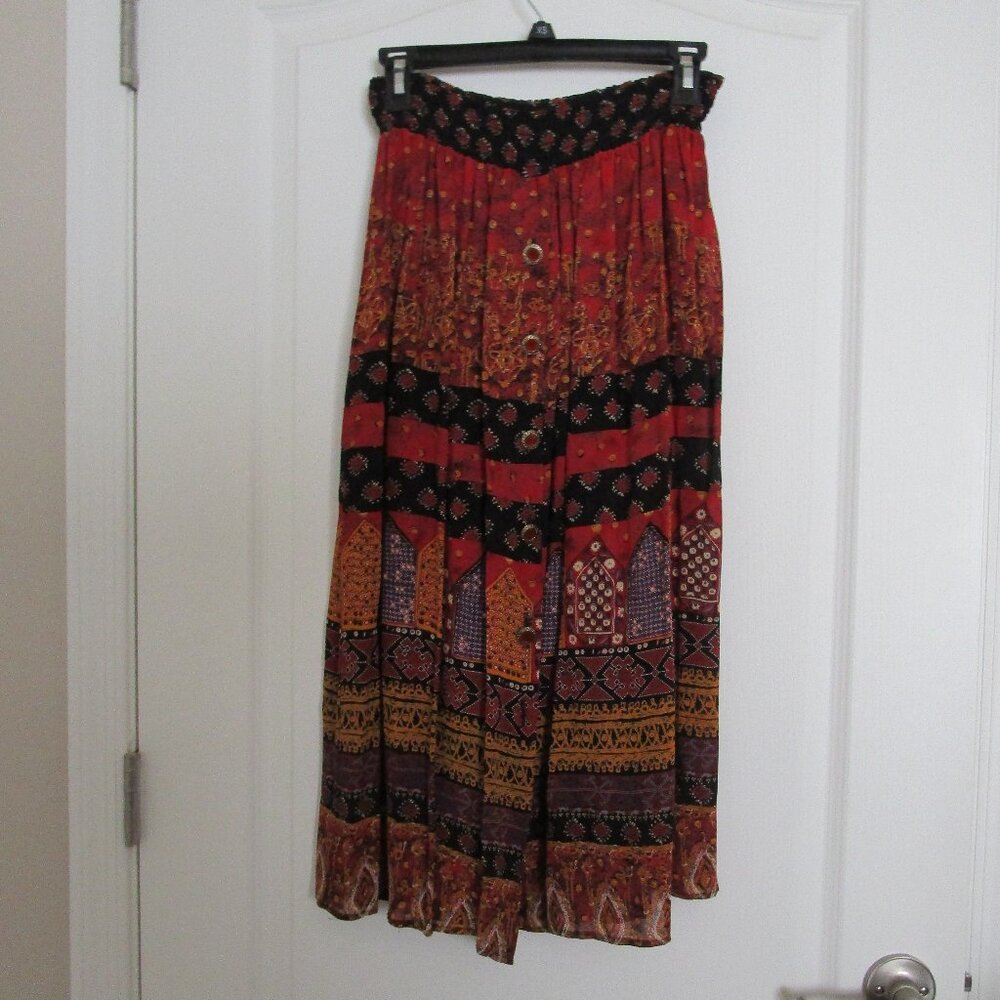 button front long skirt